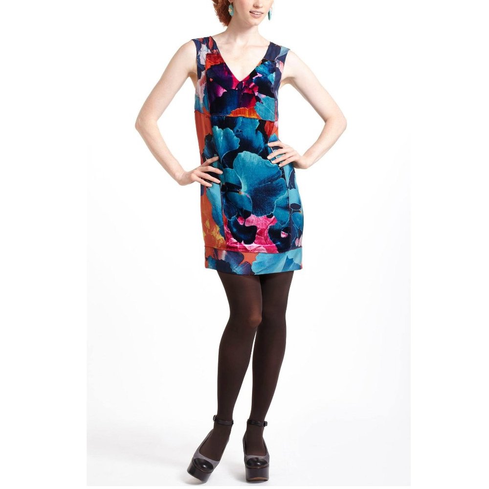 NWT Leifsdottir Anthropologie Night Peony Velvet Floral Sleeveless Mini Dress 2